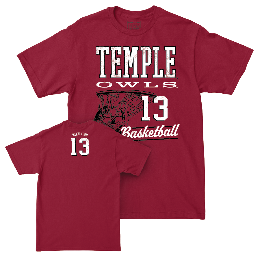 Temple Women's Basketball Cherry Hoops Tee - Alexandra Wilkinson | #13 Small