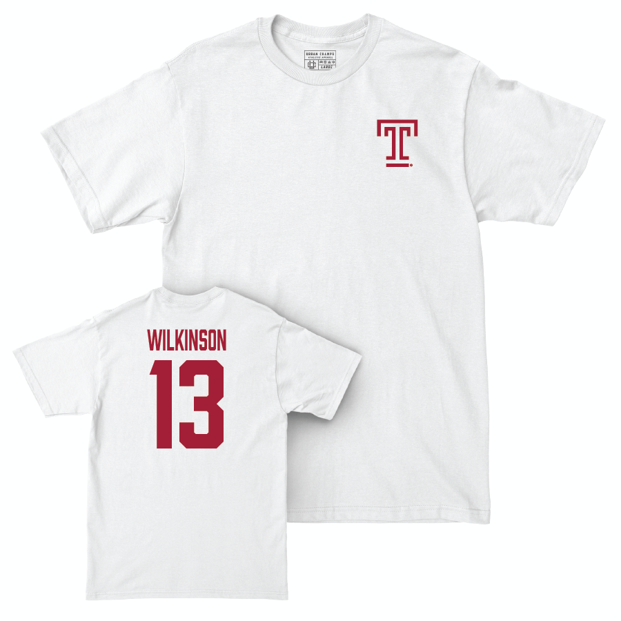 Temple Women's Basketball White Logo Comfort Colors Tee - Alexandra Wilkinson | #13 Small