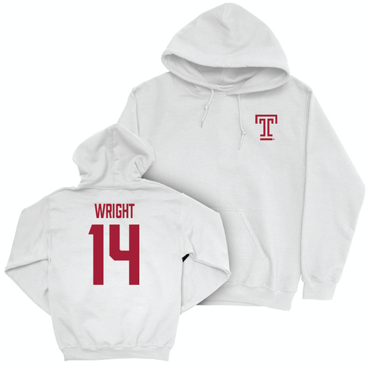 Temple Women's Lacrosse White Logo Hoodie - Amelia Wright | #14 Small