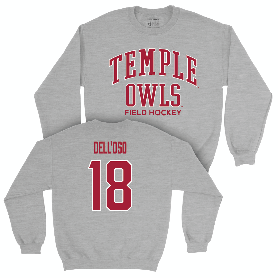 Temple Women's Field Hockey Sport Grey Classic Crew - Bella Dell'Oso | #18 Small