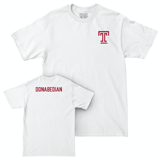 Temple Women's Gymnastics White Logo Comfort Colors Tee - Brooke Donabedian Small