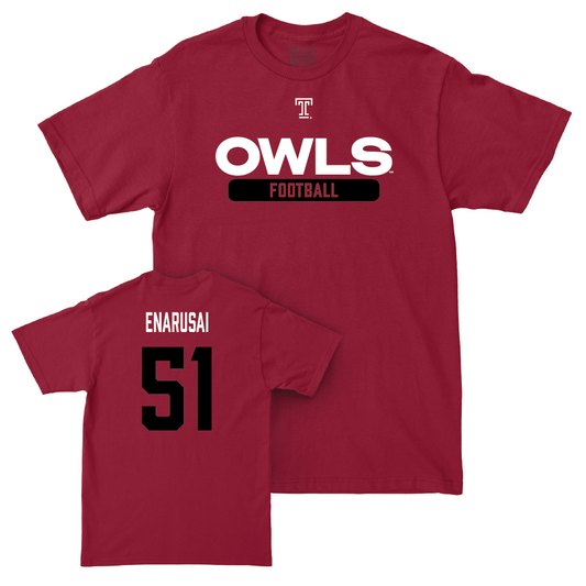 Temple Football Cherry Staple Tee - Brandon Enarusai | #51 Small