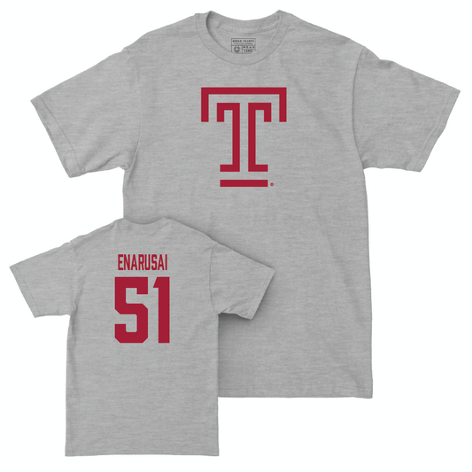 Temple Football Sport Grey Temple Tee - Brandon Enarusai | #51 Small