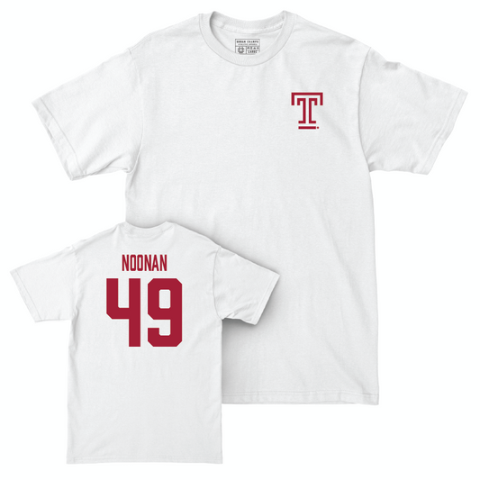 Temple Football White Logo Comfort Colors Tee - Brylan Noonan | #49 Small