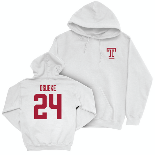 Temple Football White Logo Hoodie - Ben Osueke | #24 Small