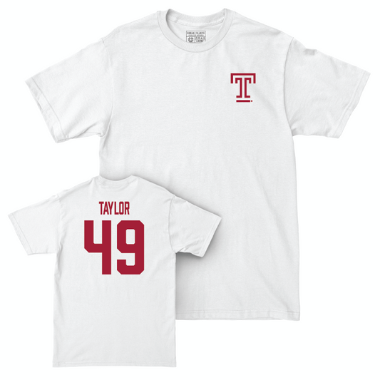 Temple Football White Logo Comfort Colors Tee - Brandon Taylor | #49 Small