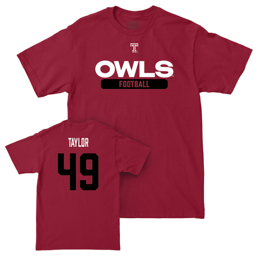 Temple Football Cherry Staple Tee - Brandon Taylor | #49 Small