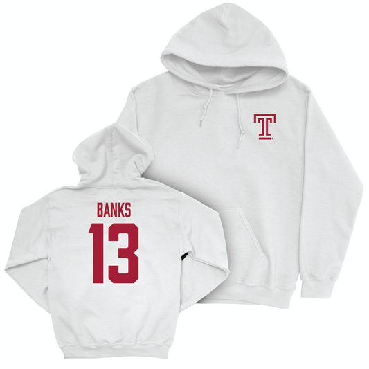 Temple Women's Volleyball White Logo Hoodie - Chelci Banks | #13 Small