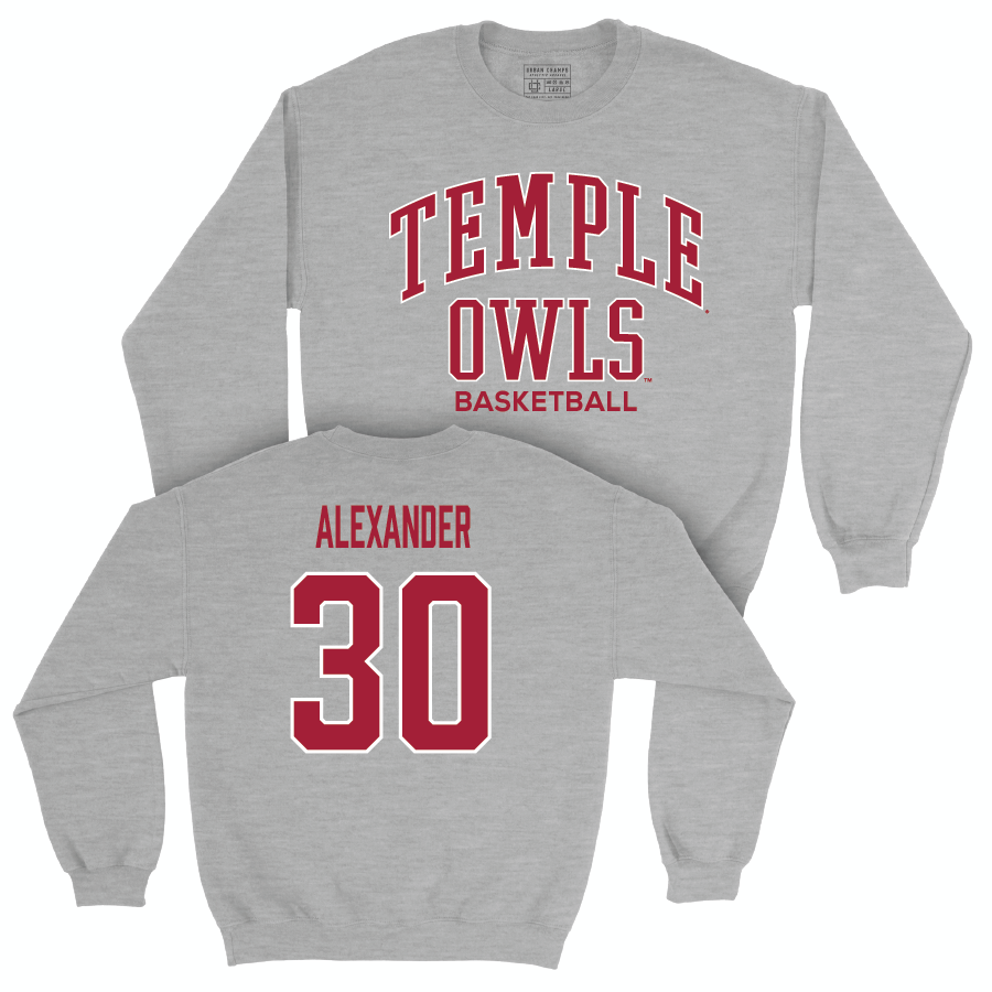 Temple Women's Basketball Sport Grey Classic Crew - Drew Alexander | #30 Small