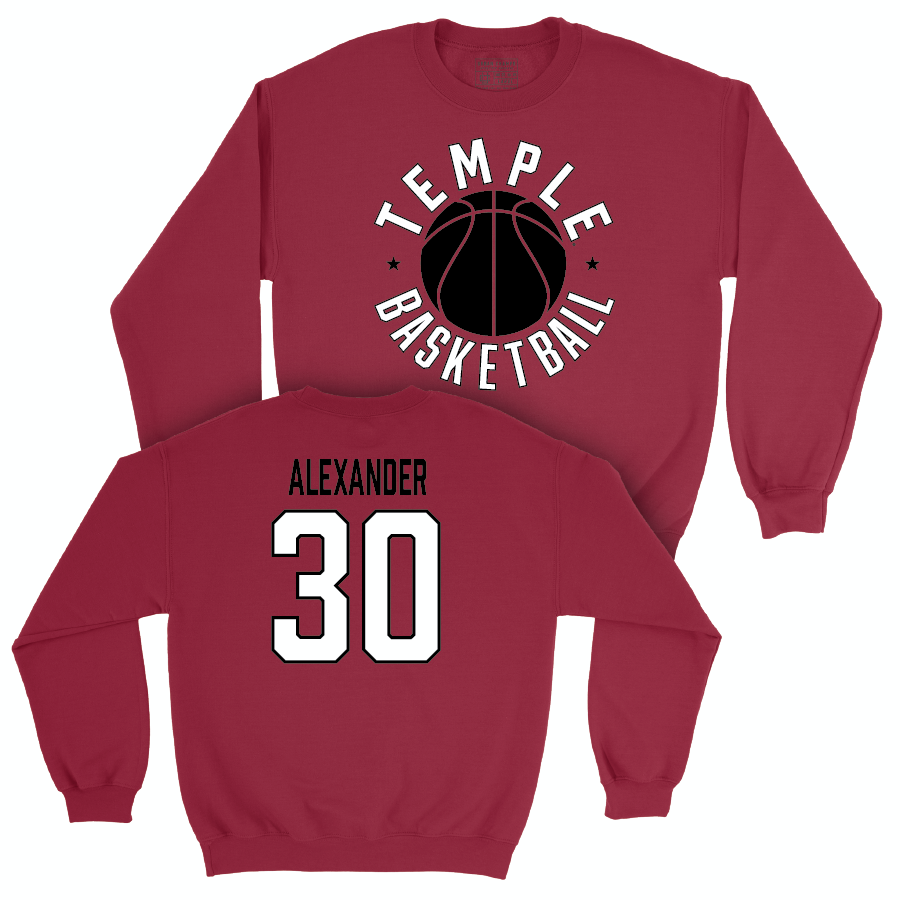 Temple Women's Basketball Cherry Hardwood Crew - Drew Alexander | #30 Small