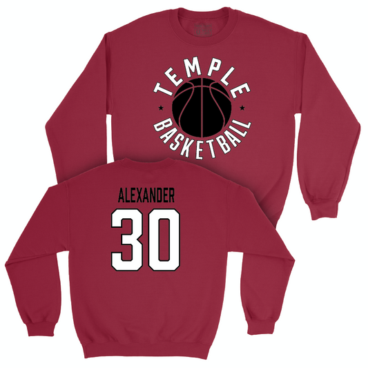 Temple Women's Basketball Cherry Hardwood Crew - Drew Alexander | #30 Small