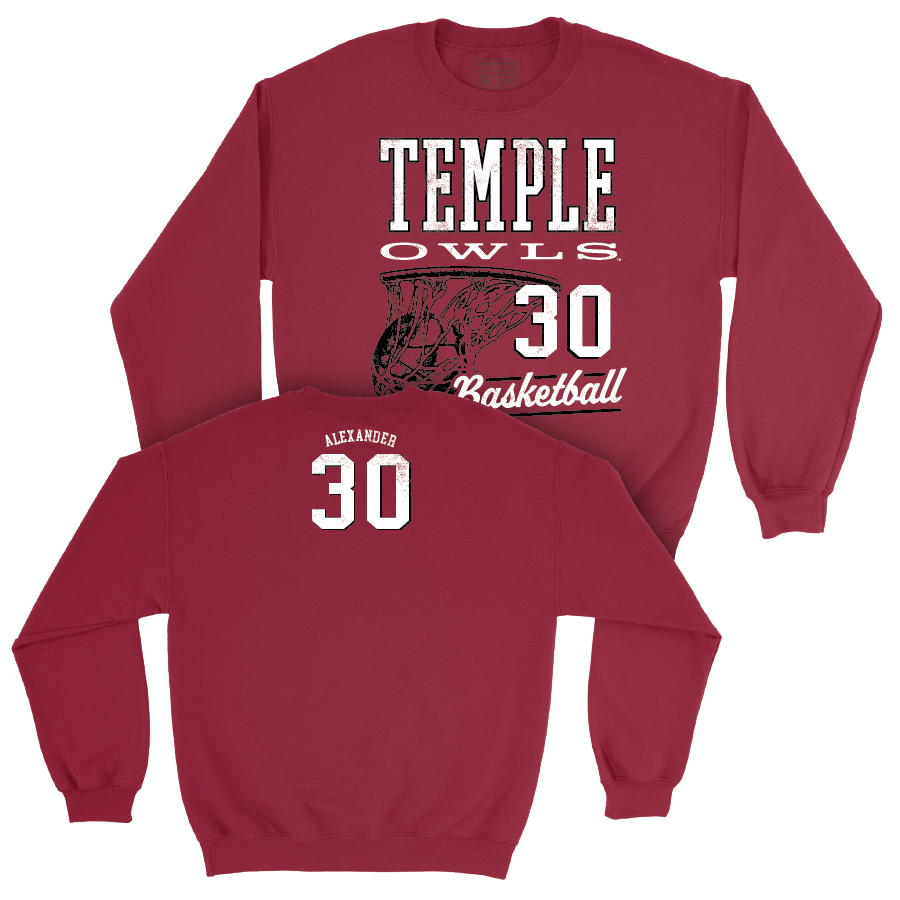 Temple Women's Basketball Cherry Hoops Crew - Drew Alexander | #30 Small