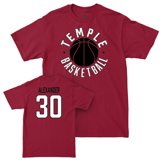 Temple Women's Basketball Cherry Hardwood Tee - Drew Alexander | #30 Small