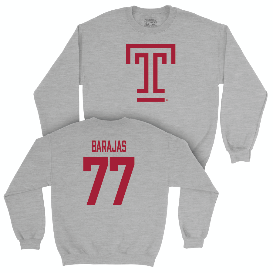 Temple Football Sport Grey Temple Crew - Diego Barajas | #77 Small