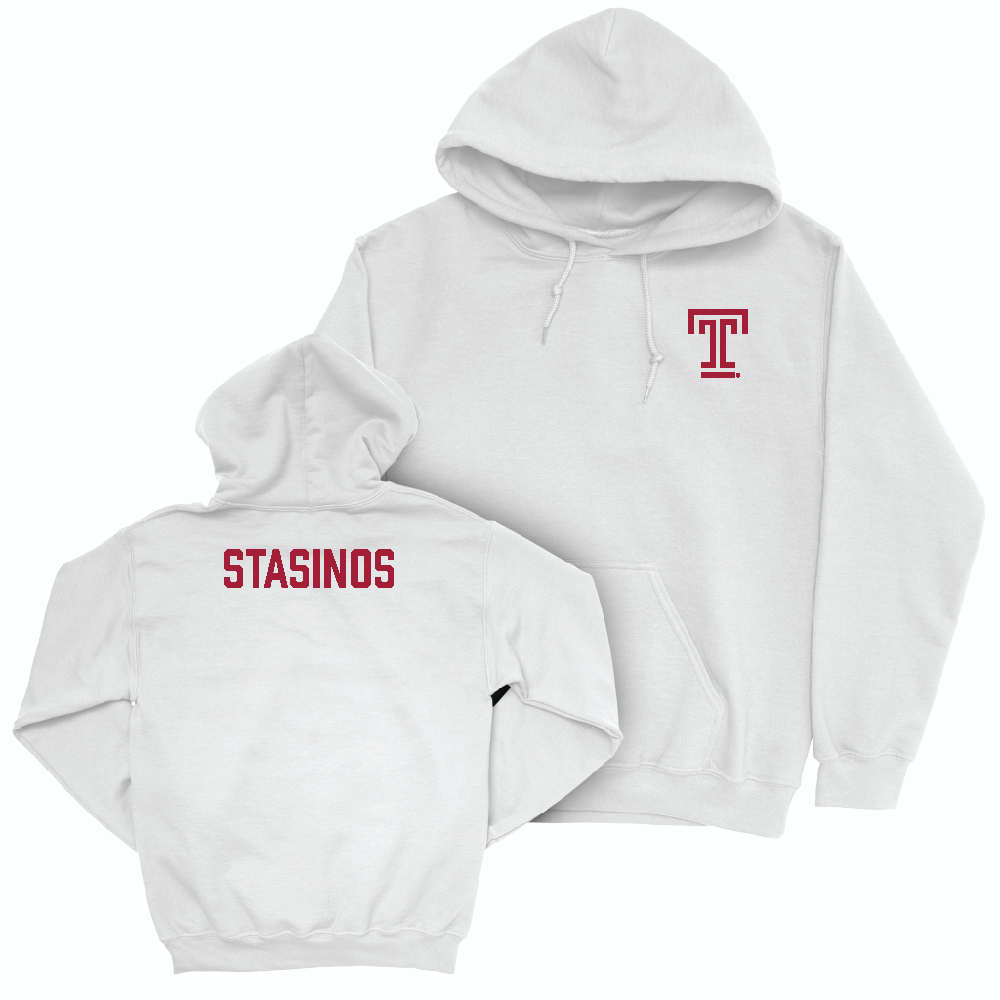 Temple Men's Crew White Logo Hoodie - Dimitrios Stasinos Small