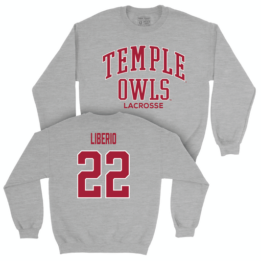 Temple Women's Lacrosse Sport Grey Classic Crew - Emily Liberio | #22 Small