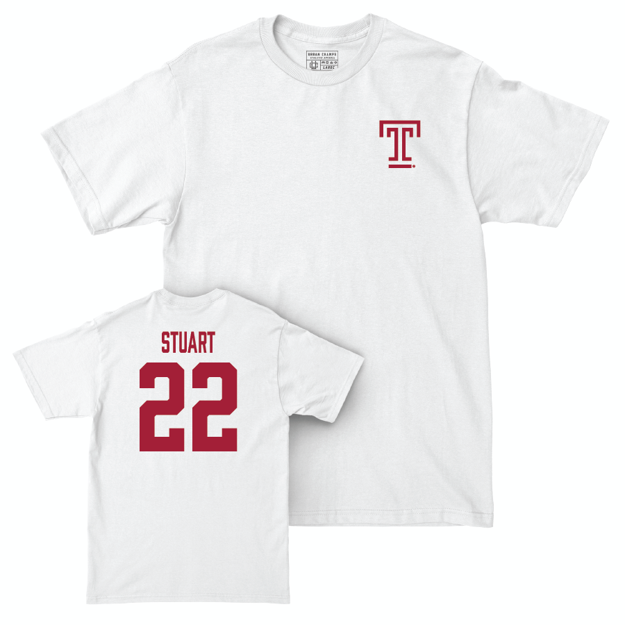 Temple Football White Logo Comfort Colors Tee - Eric Stuart | #22 Small