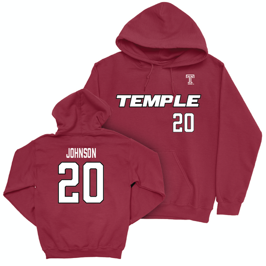 Temple Football Cherry Sideline Hoodie - Jamel Johnson | #20 Small