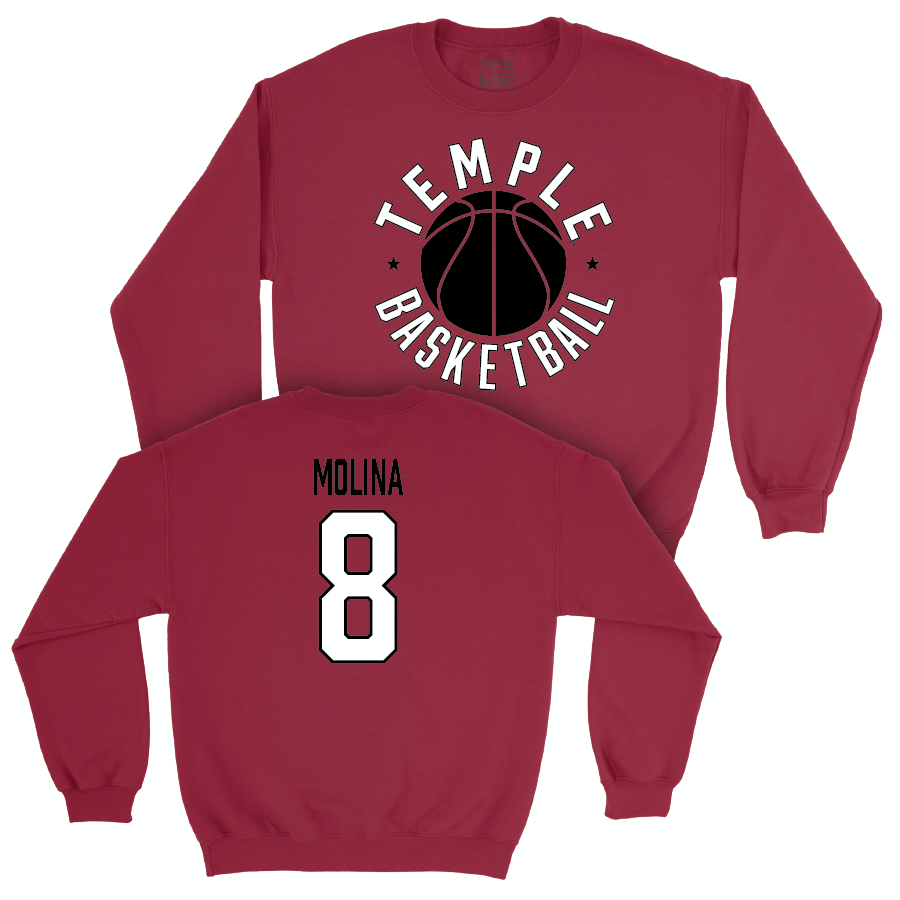 Temple Women's Basketball Cherry Hardwood Crew - Jaleesa Molina | #8 Small