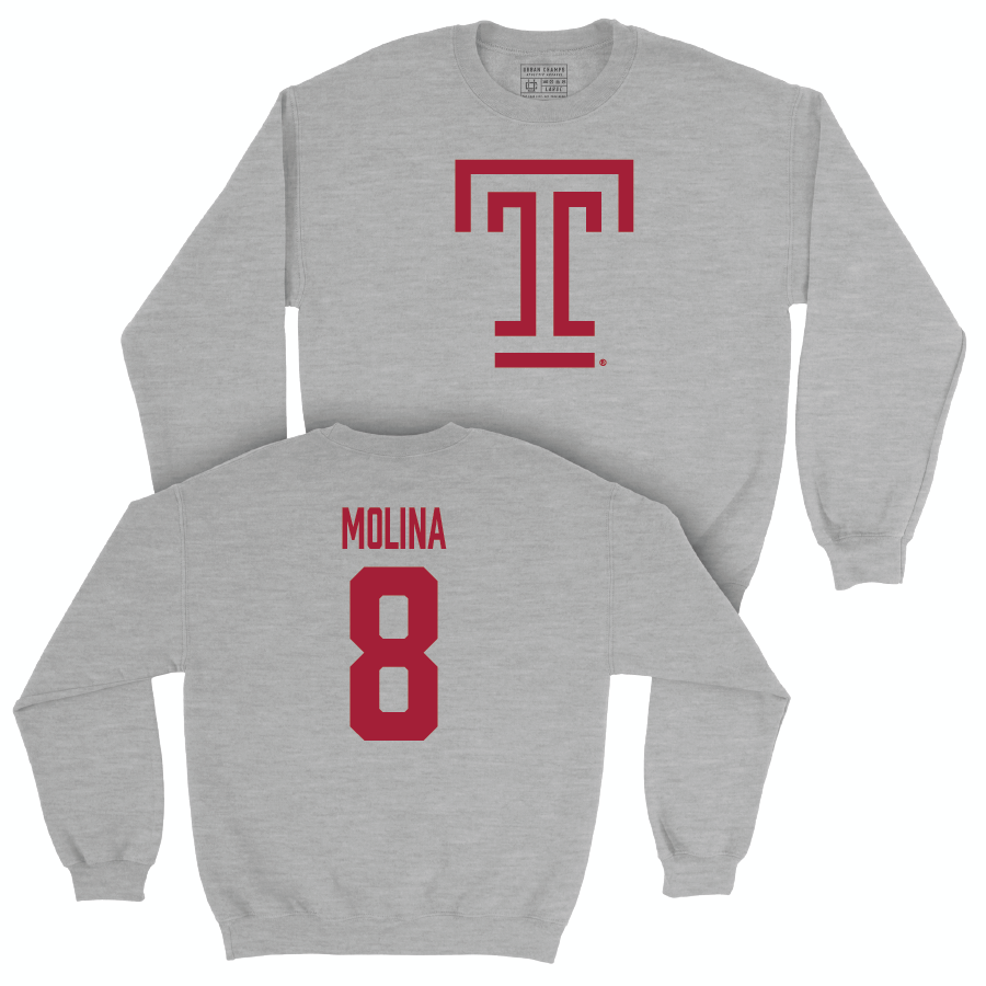 Temple Women's Basketball Sport Grey Temple Crew - Jaleesa Molina | #8 Small