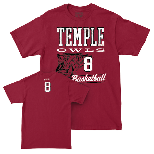 Temple Women's Basketball Cherry Hoops Tee - Jaleesa Molina | #8 Small