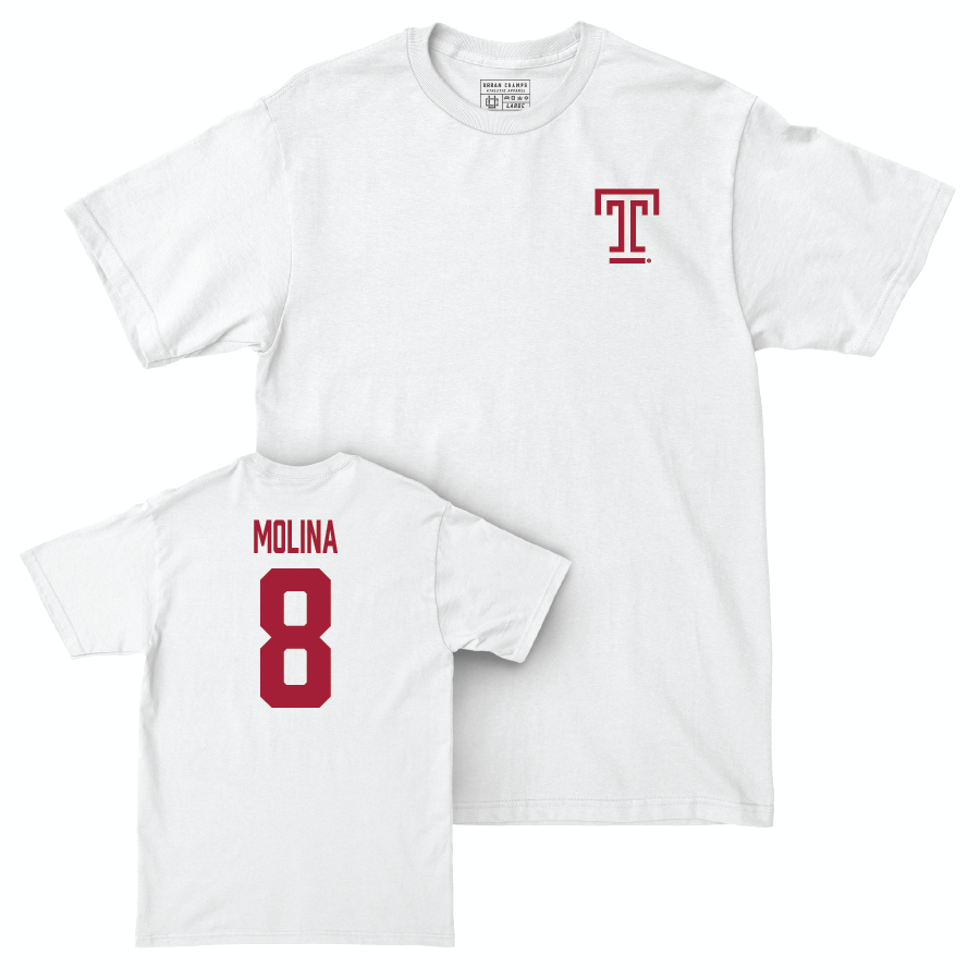 Temple Women's Basketball White Logo Comfort Colors Tee - Jaleesa Molina | #8 Small