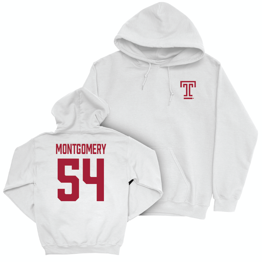 Temple Football White Logo Hoodie - Jordan Montgomery | #54 Small