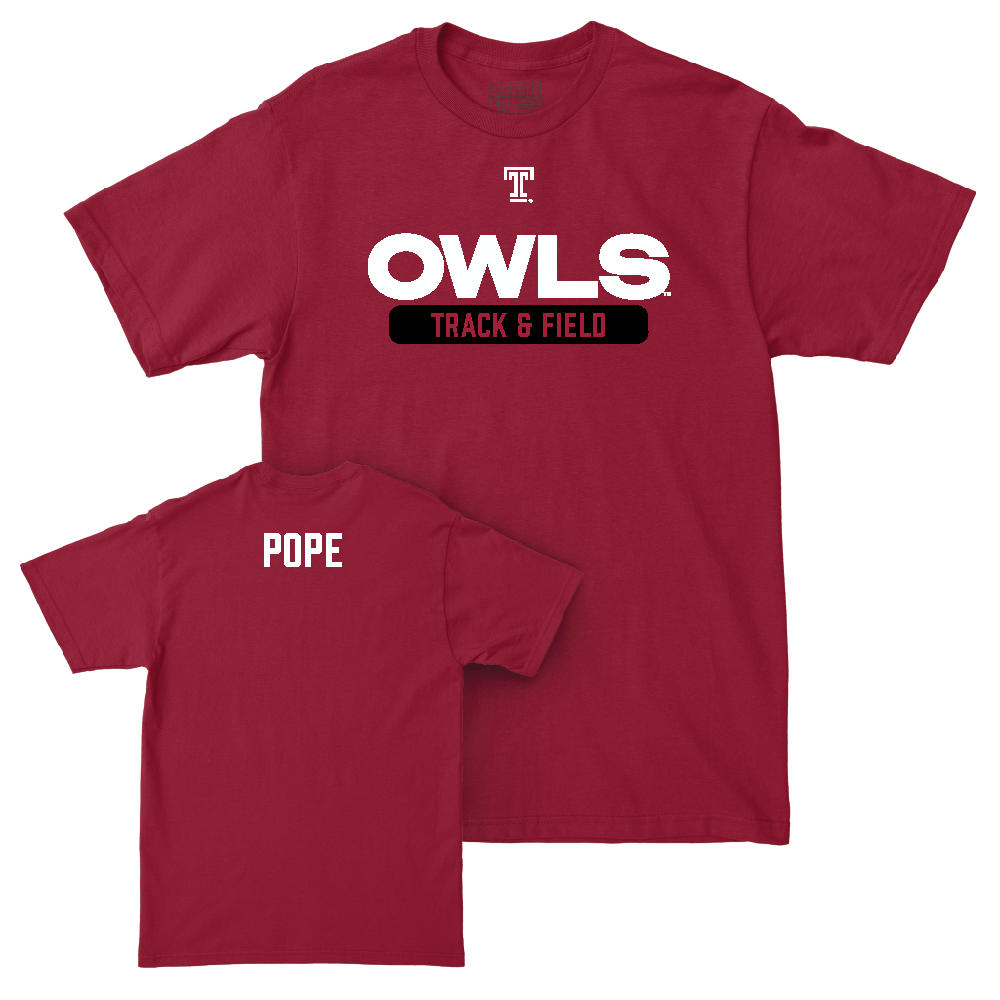 Temple Women's Track & Field Cherry Staple Tee - Jade Pope Small