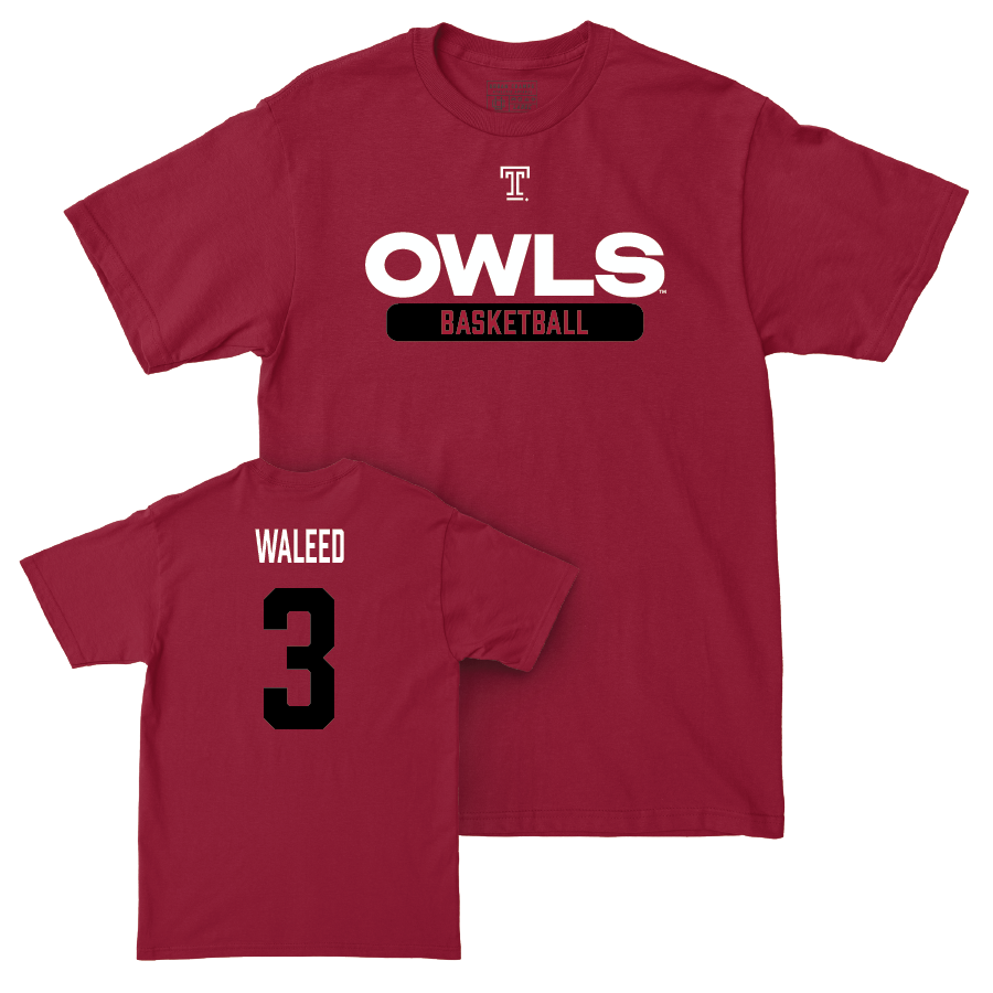 Temple Women's Basketball Cherry Staple Tee - Makayla Waleed | #3 Small