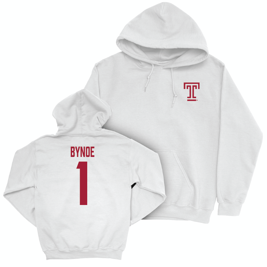 Temple Women's Soccer White Logo Hoodie - Tamsin Bynoe | #1 Small