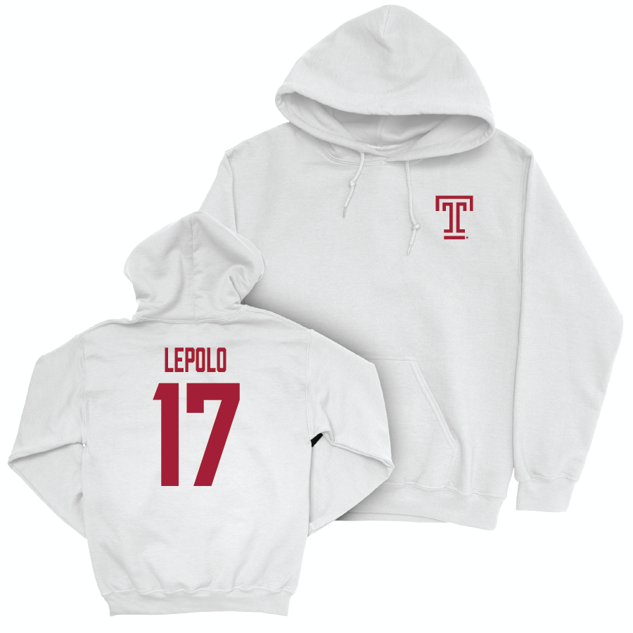 Temple Football White Logo Hoodie - Tyler Lepolo | #17 Small