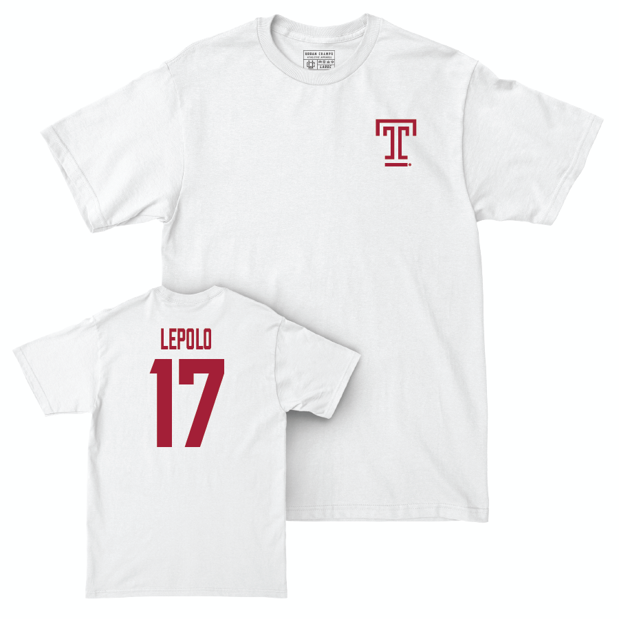 Temple Football White Logo Comfort Colors Tee - Tyler Lepolo | #17 Small