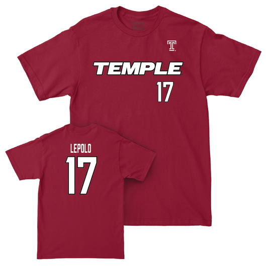 Temple Football Cherry Sideline Tee - Tyler Lepolo | #17 Small