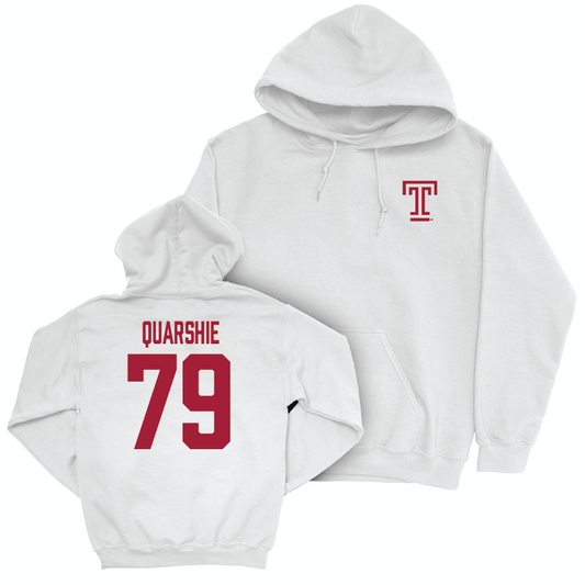 Temple Football White Logo Hoodie - Wisdom Quarshie | #79 Small