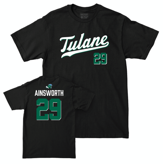 Tulane Baseball Black Script Tee - Alex Ainsworth Small