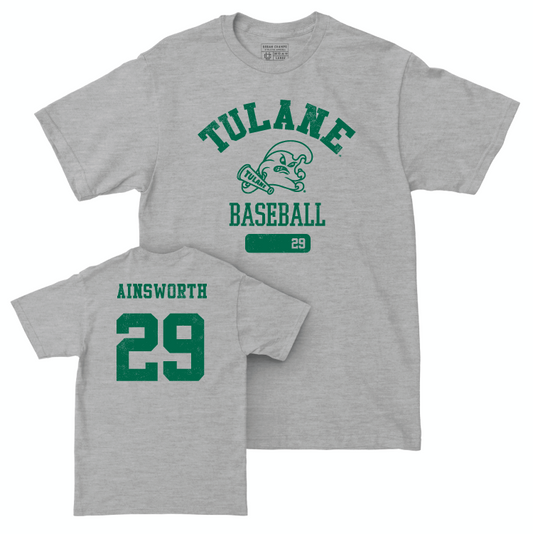 Tulane Baseball Sport Grey Varsity Tee - Alex Ainsworth Small