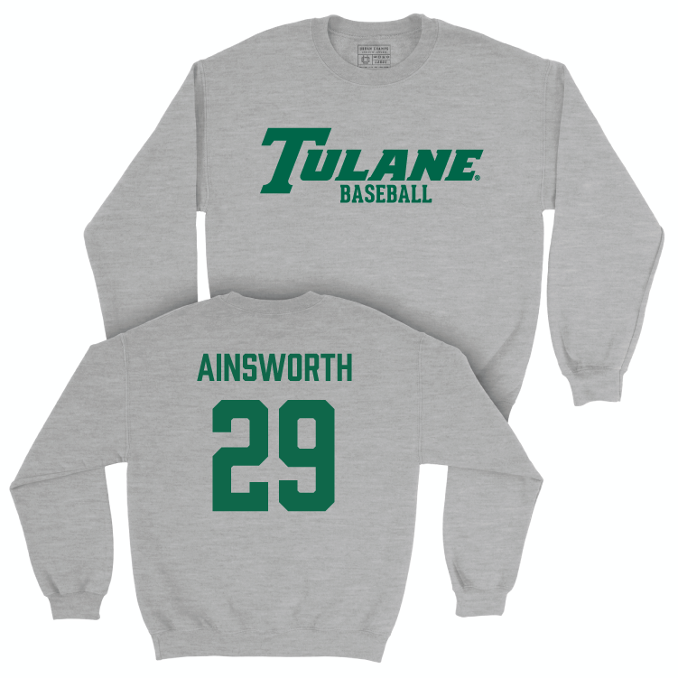 Tulane Baseball Sport Grey Classic Crew - Alex Ainsworth Small