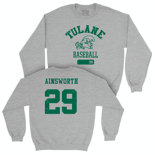 Tulane Baseball Sport Grey Varsity Crew - Alex Ainsworth Small