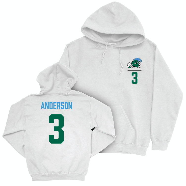 Tulane Football White Logo Hoodie - Angelo Anderson Small