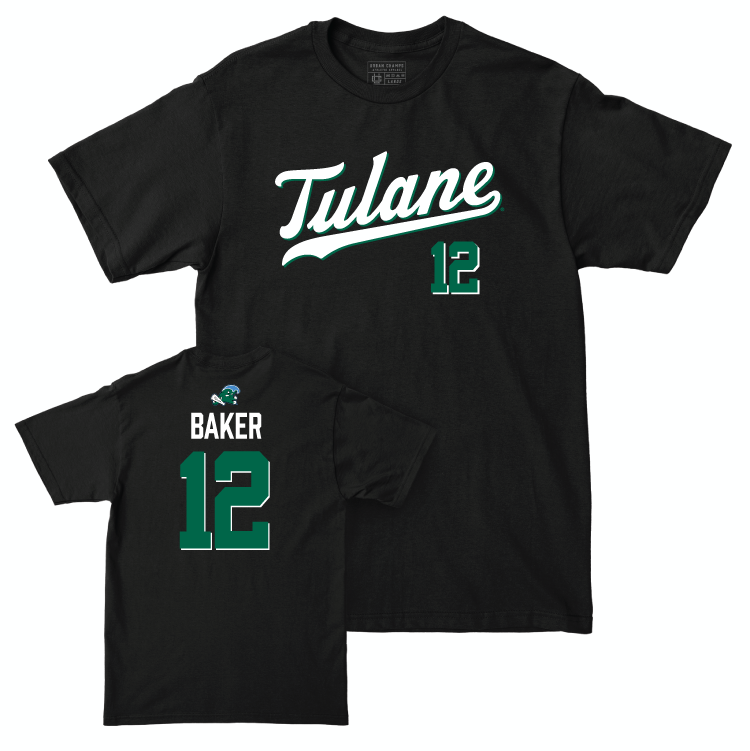 Tulane Women's Basketball Black Script Tee - Anastacia Baker Small