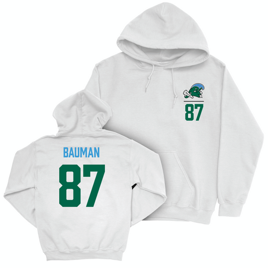 Tulane Football White Logo Hoodie - Alex Bauman Small