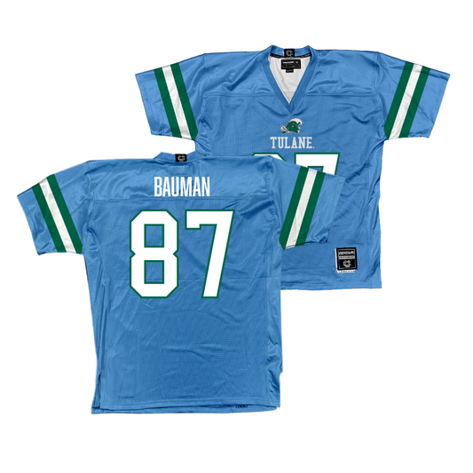 Tulane Football Blue Jersey - Alex Bauman Youth Small