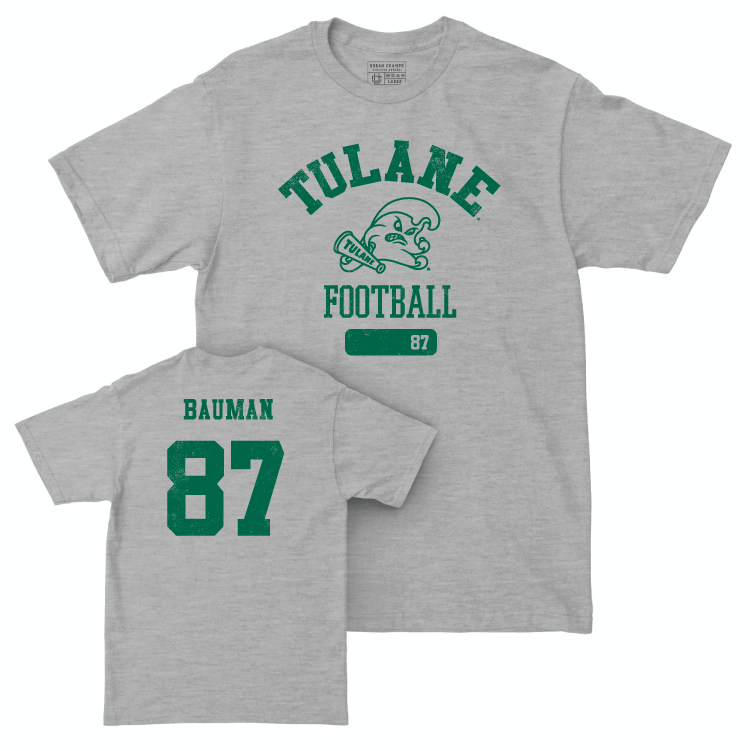 Tulane Football Sport Grey Varsity Tee - Alex Bauman Small