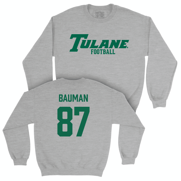 Tulane Football Sport Grey Classic Crew - Alex Bauman Small