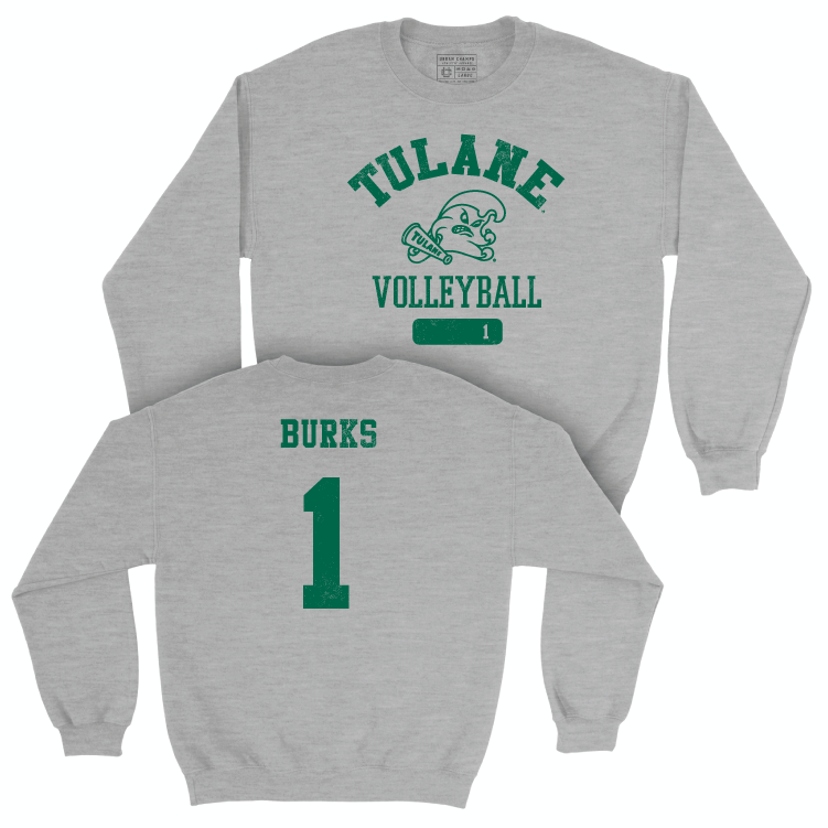 Tulane Women's Volleyball Sport Grey Varsity Crew - Avery Burks Small