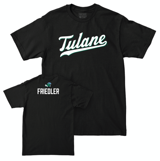 Tulane Football Black Script Tee - Adonis Friloux Small