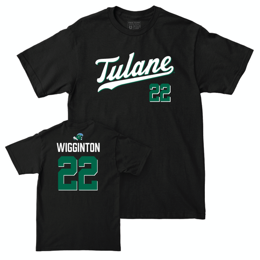 Tulane Football Black Script Tee - Alex Wigginton Small