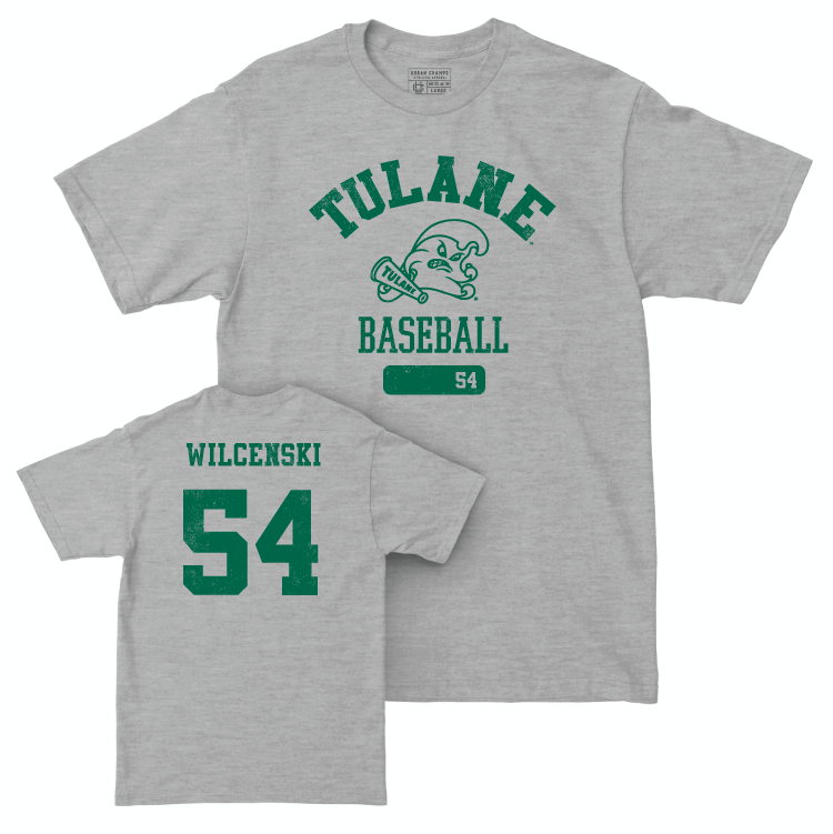 Tulane Baseball Sport Grey Varsity Tee - Blaise Wilcenski Small