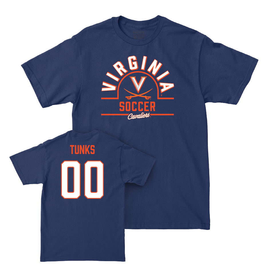 Virginia Men's Soccer Navy Arch Tee - Caleb Tunks