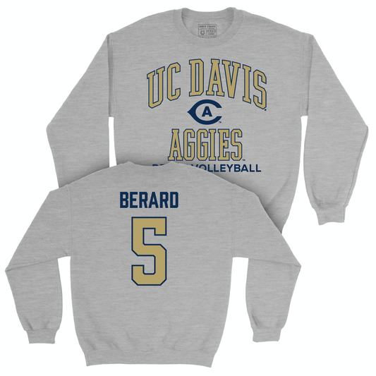 UC Davis Women's Beach Volleyball Sport Grey Classic Crew - Ava Berard | #5 Small